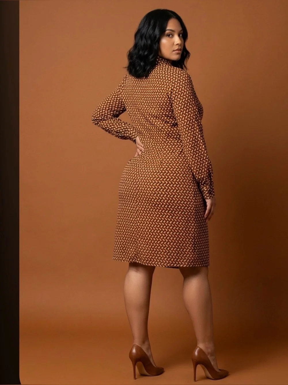 Michael Kors Brown Printed Shirt Dress